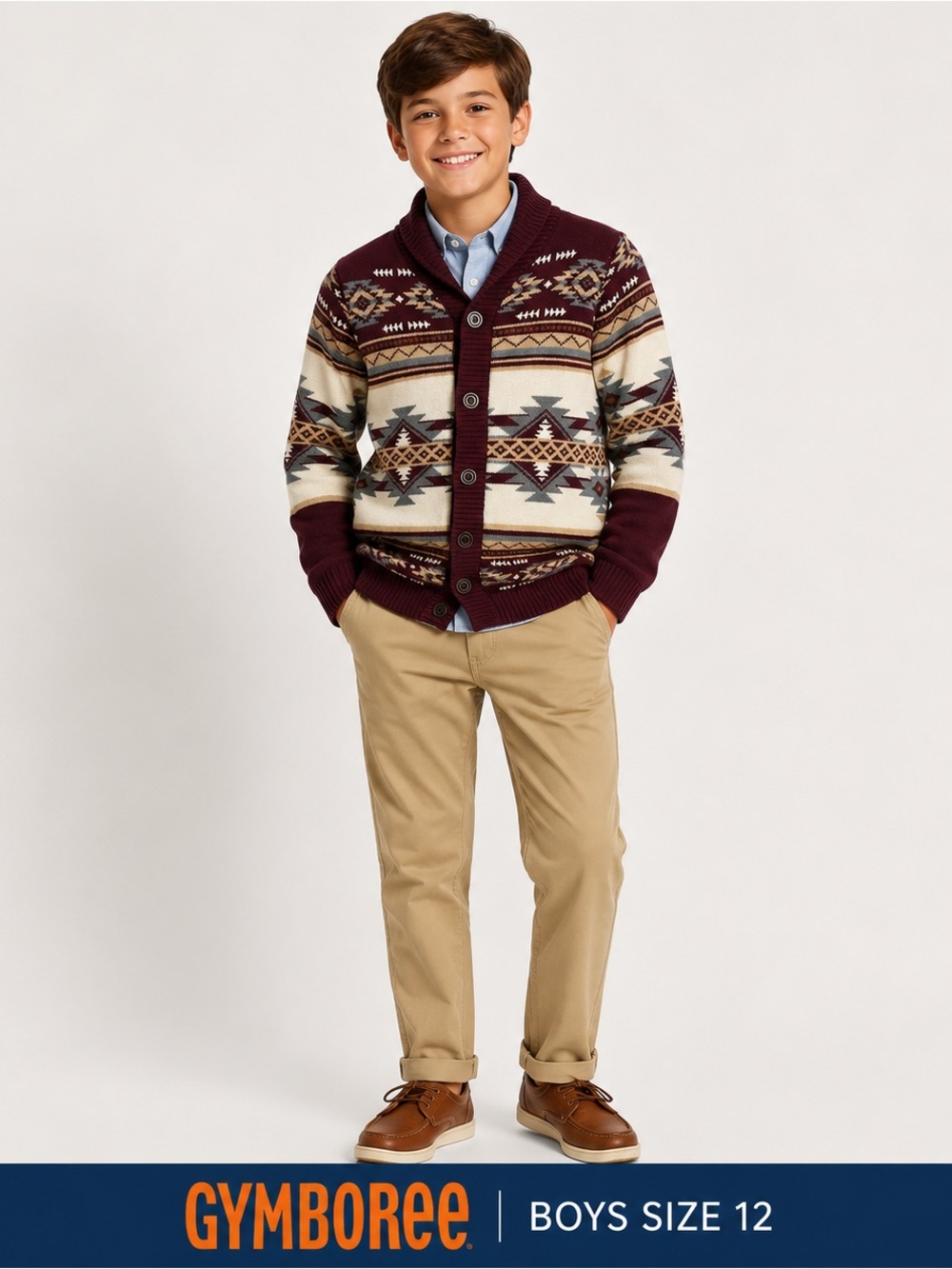 Gymboree Boys Shawl Collar Southwestern Cardigan Aztec Sweater Size 12